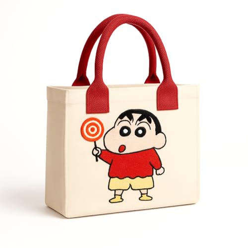 ECOCARRY Kids Lunch Bag | Cute & Stylish Embroidery Mini Tiffin Bag for Boys & Girls | Cute Cotton Cartoon Design | Picnic Tuition School, Preschool & Playschool | Gift for Birthday (Shinchan) - Image 4