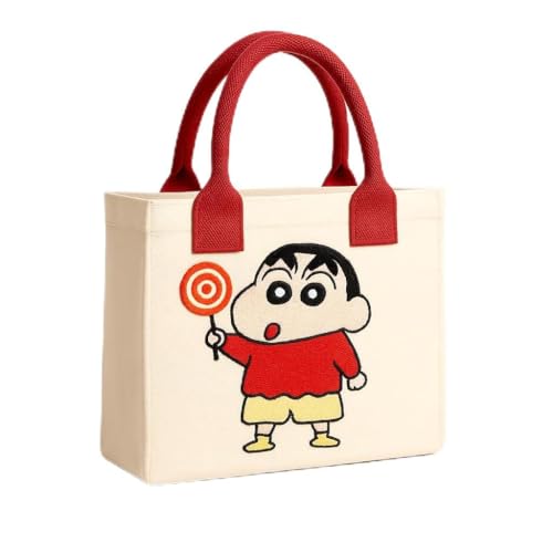 ECOCARRY Kids Lunch Bag | Cute & Stylish Embroidery Mini Tiffin Bag for Boys & Girls | Cute Cotton Cartoon Design | Picnic Tuition School, Preschool & Playschool | Gift for Birthday (Shinchan) - Image 1