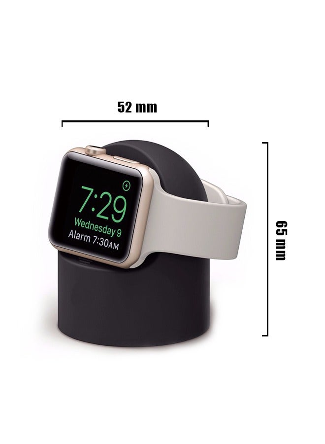 Charger Stand Compatible with Apple Watch1/2/3/4/5, Non Slip Silicone Charger Bracket Holder with Cable Management Slot, Nightstand Mode (Black) - Image 2