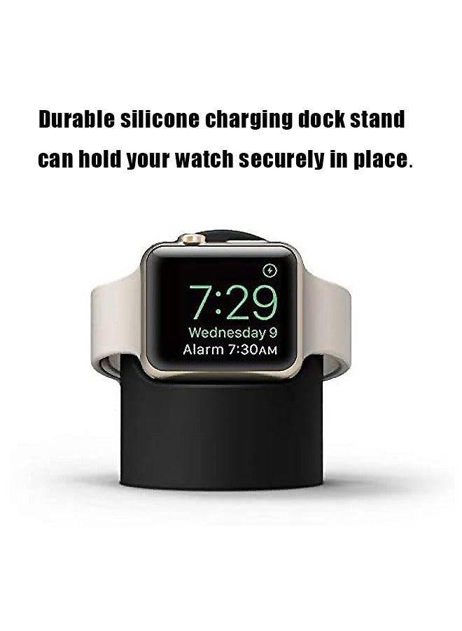 Charger Stand Compatible with Apple Watch1/2/3/4/5, Non Slip Silicone Charger Bracket Holder with Cable Management Slot, Nightstand Mode (Black) - Image 5