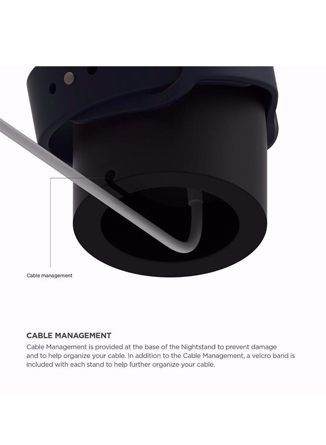 Charger Stand Compatible with Apple Watch1/2/3/4/5, Non Slip Silicone Charger Bracket Holder with Cable Management Slot, Nightstand Mode (Black) - Image 3