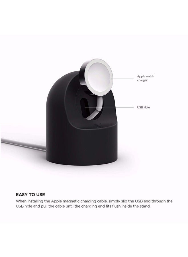 Charger Stand Compatible with Apple Watch1/2/3/4/5, Non Slip Silicone Charger Bracket Holder with Cable Management Slot, Nightstand Mode (Black) - Image 4