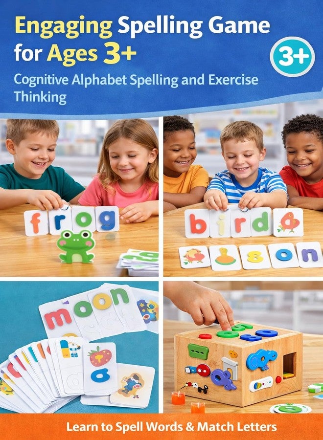 vinspro Spelling Games Word Matching Letter Puzzles Toddler Toys for 4+ Year Old Learning Toys for Kids (Spelling) - Image 1
