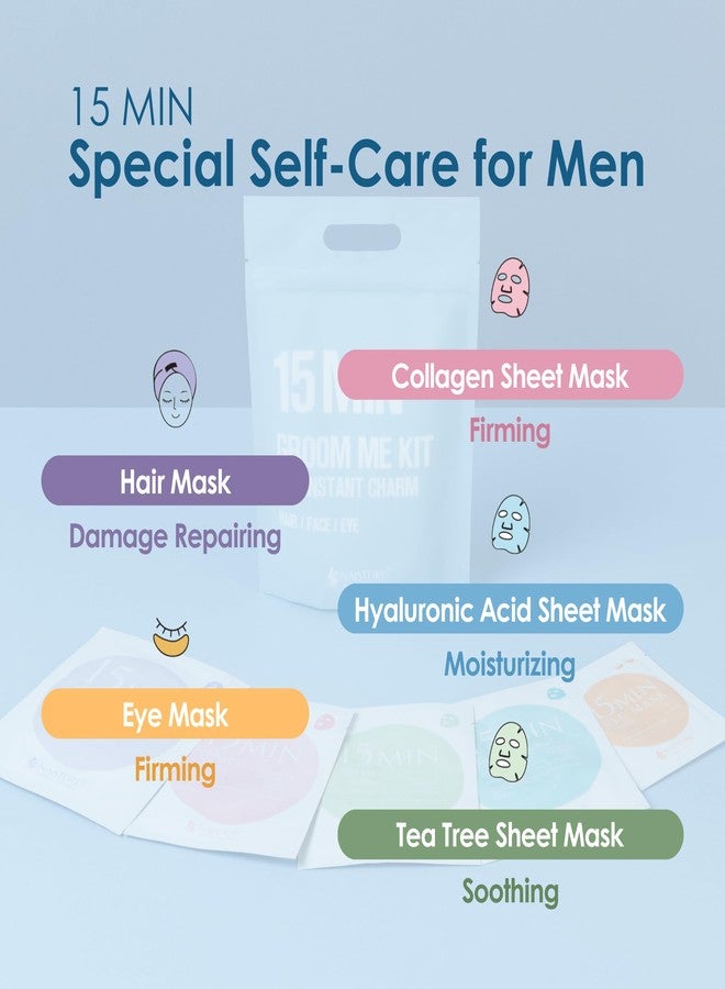 Naisture 15 Min Groom Me Kit Skincare Gift Set for Men – All-in-One Bundle with Hair, Face, & Eye Masks, Complete Grooming Self-Care Kit (5 pcs - Image 2
