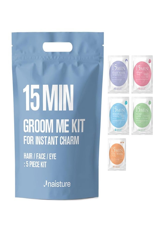 Naisture 15 Min Groom Me Kit Skincare Gift Set for Men – All-in-One Bundle with Hair, Face, & Eye Masks, Complete Grooming Self-Care Kit (5 pcs - Image 1