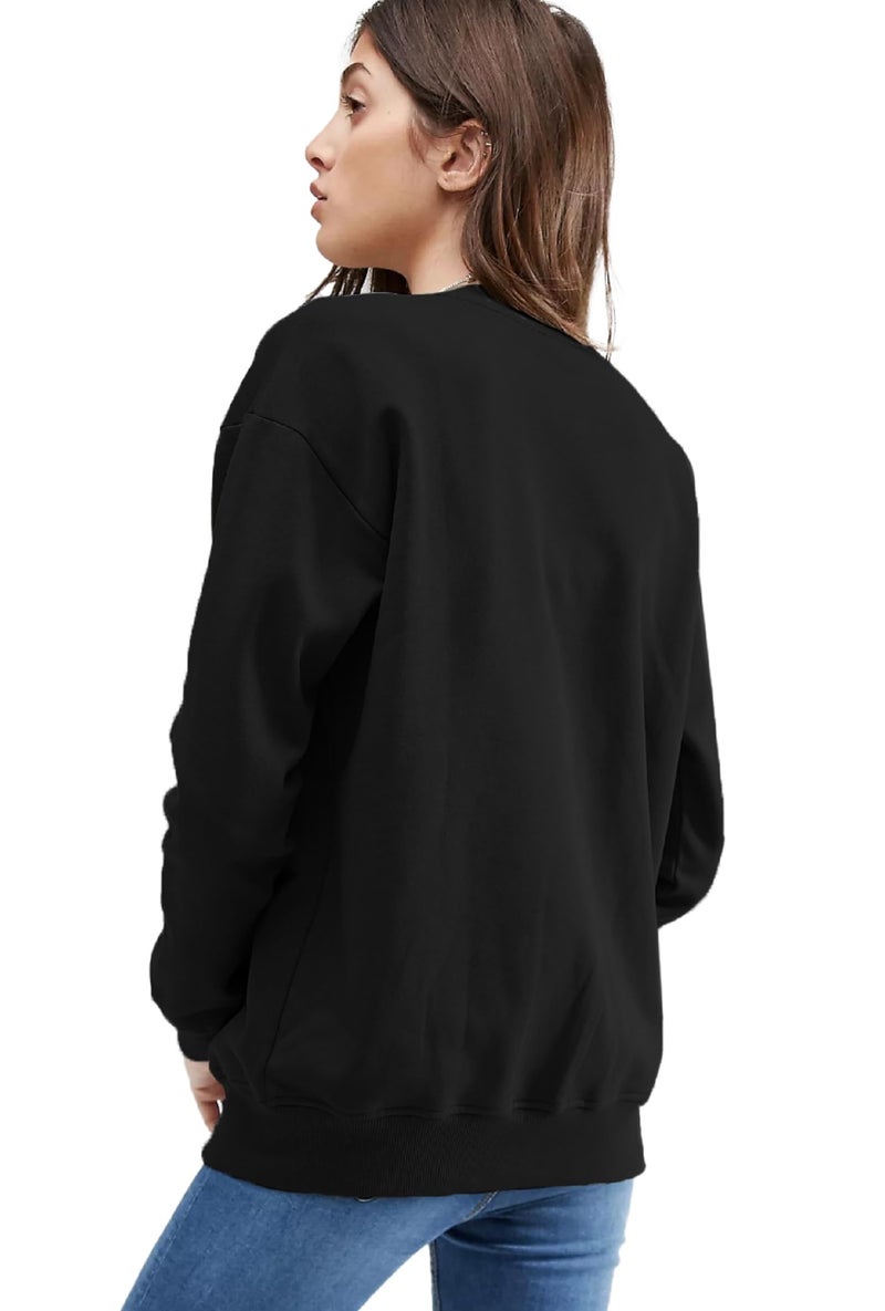 LEOTUDE Full Sleeve Loose Fit Bomber Jacket For Women (GRL_JKT02_BLKZ_P_Black_L) - Image 2