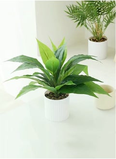 Kutis 1-Piece Artificial Plant with Pot for Home Garden Decor White/Green 32x28 cm  - Image 1