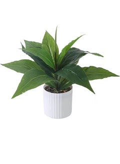Kutis 1-Piece Artificial Plant with Pot for Home Garden Decor White/Green 32x28 cm  - Image 2