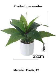 Kutis 1-Piece Artificial Plant with Pot for Home Garden Decor White/Green 32x28 cm  - Image 4