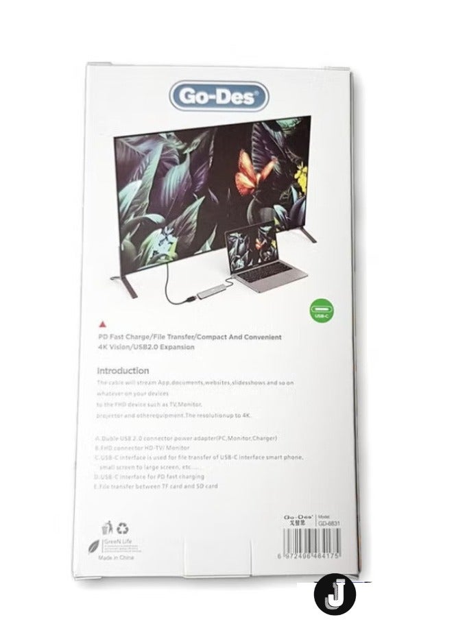 JAJEEK 7-in-1 USB Type-C Adapter Hub – Ultimate Connectivity for MacBook, Laptops, iPad & More - Image 4