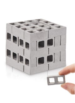 24 Pcs Miniature Cinder Blocks, Mini Bricks with 1/12 Scale, Mini Dollhouse Accessories, Mini Cement Building Blocks, Suitable for Kids (Gray)