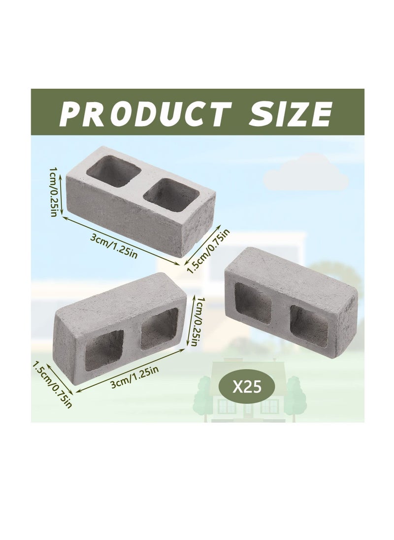 Generic - 24 Pcs Miniature Cinder Blocks, Mini Bricks with 1/12 Scale, Mini Dollhouse Accessories, Mini Cement Building Blocks, Suitable for Kids (Gray) - Image 1