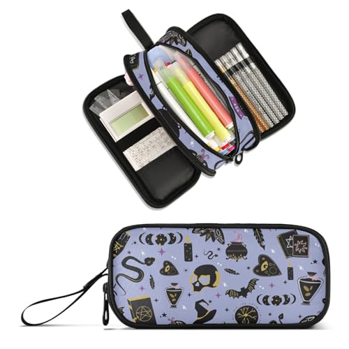 XUWU Witch Large Capacity Pencil Case Pencil Pouch Office School Large Storage Pen Bag 3 Compartment pencil box for Adults School Teen Girl Boy Men Women - Image 1
