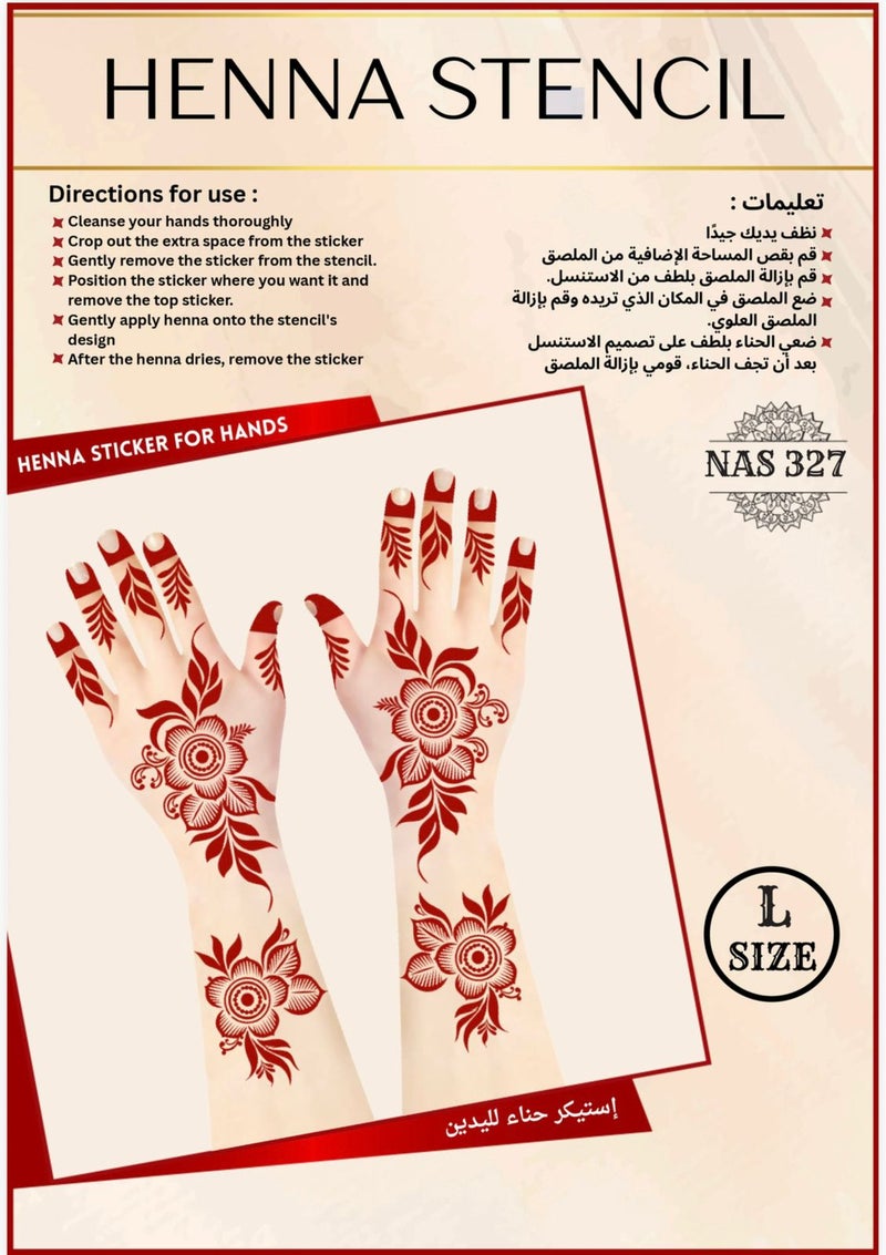 Reusable Henna Stencil Set 3PCS COMBO with Free Cone – Easy Mehndi Design Templates for Hands NAS327 - Image 2