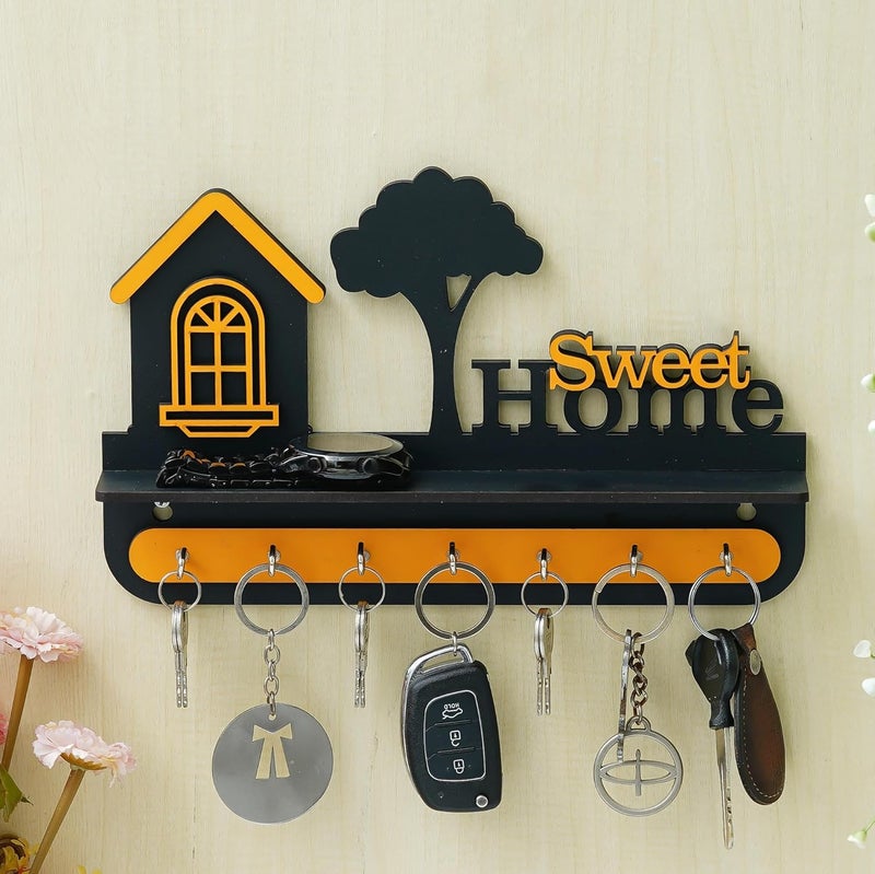 Webelkart Webelkart Premium Stylish Wooden Sweet Home Keys Hanger for Wall DecorKey Holder for Home DecorationKey Chain for Office Decor Key Holder for Wall 28 Cm x 18 Cm  - Image 1