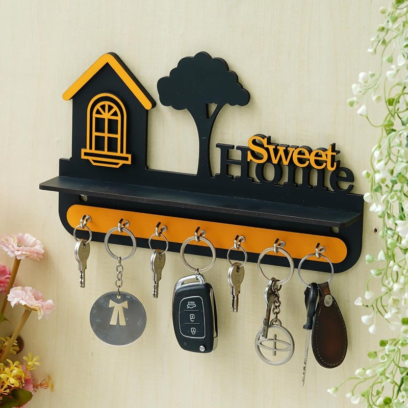 Webelkart Webelkart Premium Stylish Wooden Sweet Home Keys Hanger for Wall DecorKey Holder for Home DecorationKey Chain for Office Decor Key Holder for Wall 28 Cm x 18 Cm  - Image 2