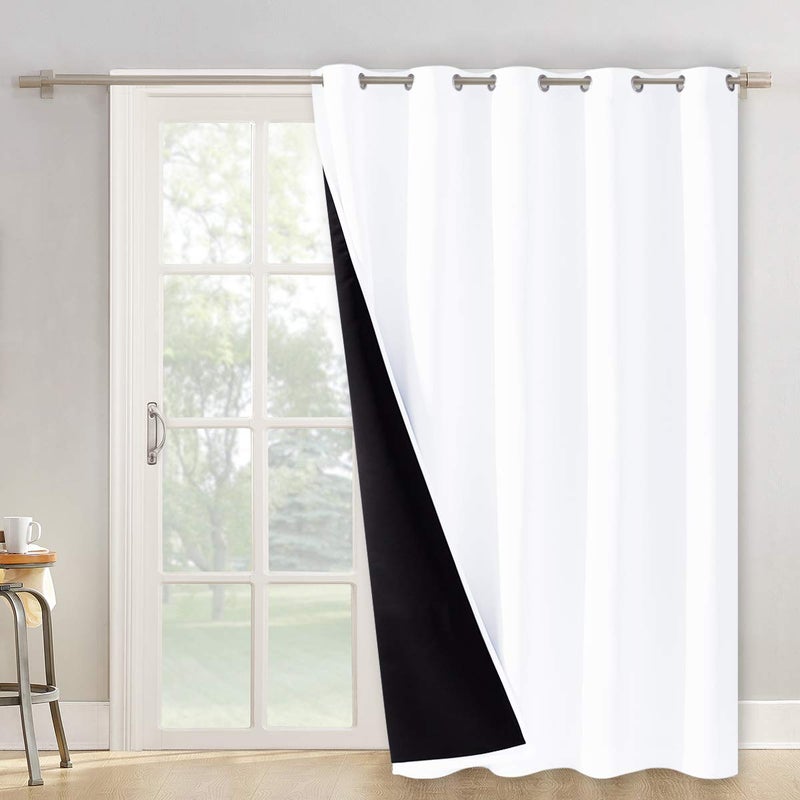 NICETOWN NICETOWN Full Shading Curtains for Patio Door Super HeavyDuty Thermal Backing Sliding Glass Door Drape Privacy Assured Window Treatment70 inches W x 84 inches L Each Panel White