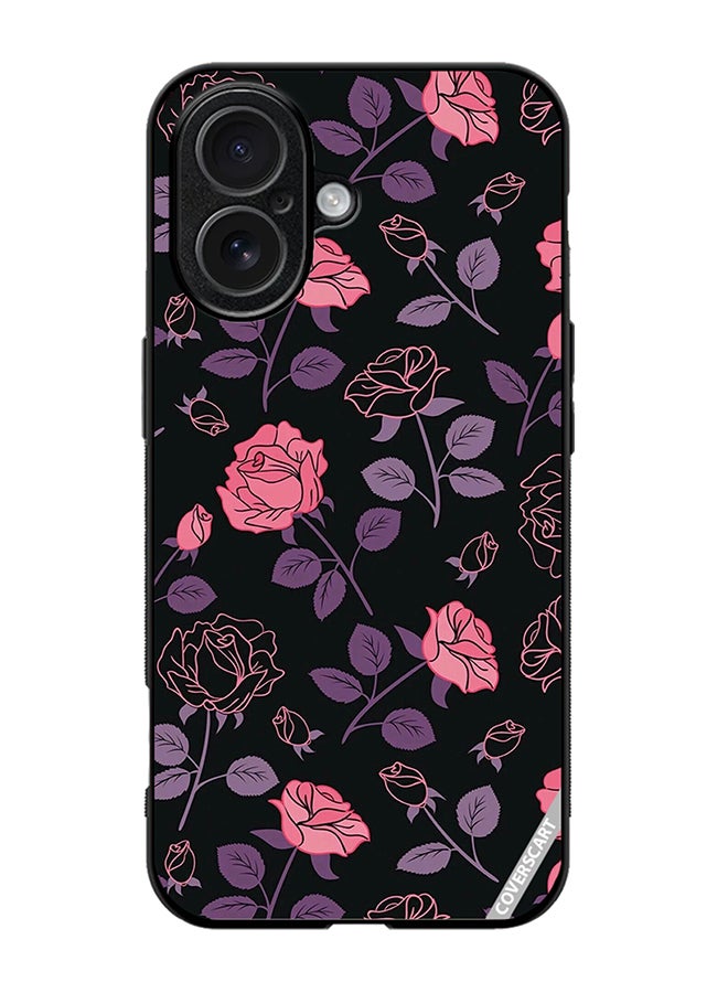 COVERSCART Protective Case Cover For Apple iPhone 17 Pink And Purple Roses With Black Background Design Multicolour