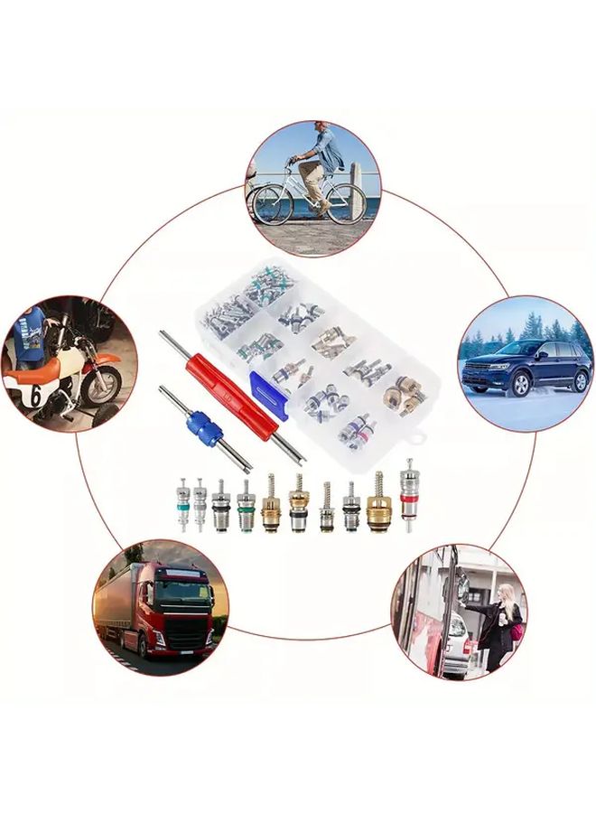 100 مجموعة صمامات ستيمز لبادات تكييف الهواء أدوات إصلاح قضيب الإطارات التبريدية مع أداة - Image 5