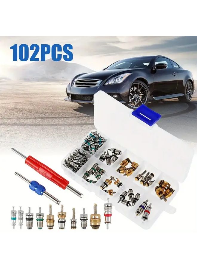 100 مجموعة صمامات ستيمز لبادات تكييف الهواء أدوات إصلاح قضيب الإطارات التبريدية مع أداة - Image 4
