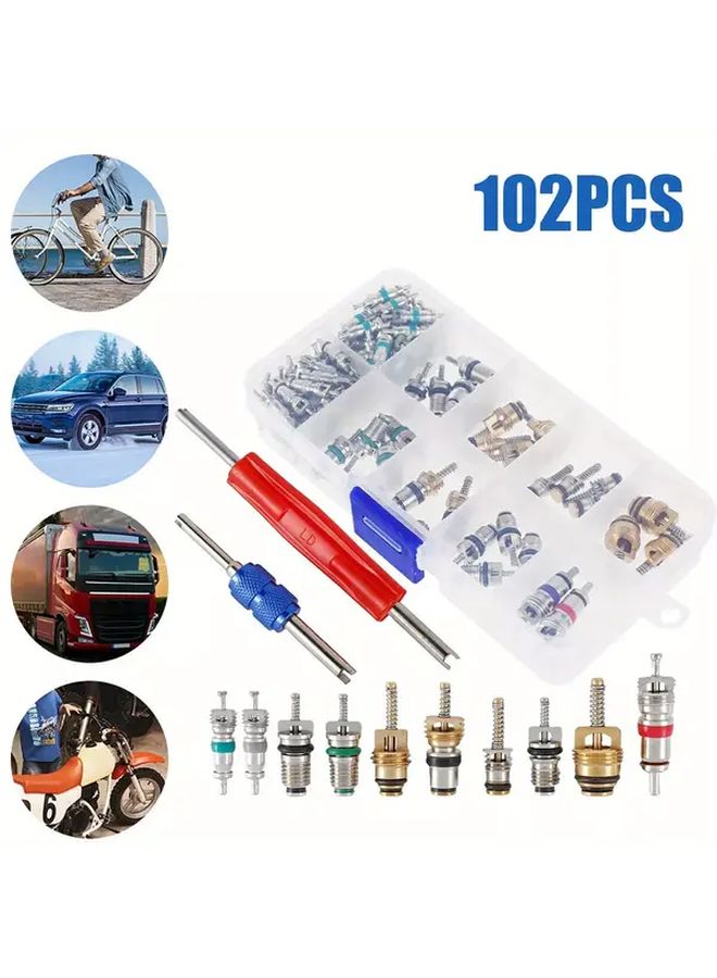 100 مجموعة صمامات ستيمز لبادات تكييف الهواء أدوات إصلاح قضيب الإطارات التبريدية مع أداة - Image 2