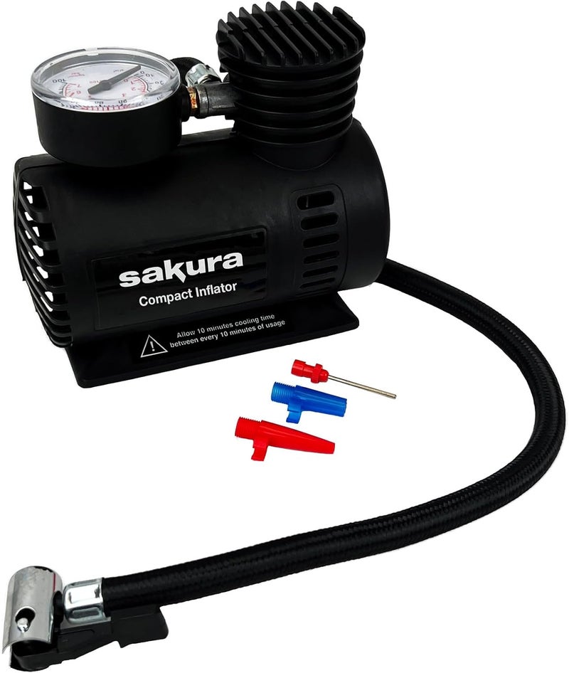 Sakura SS3602 Mini Air Compressor - 12V Portable Tire Inflator - Image 1
