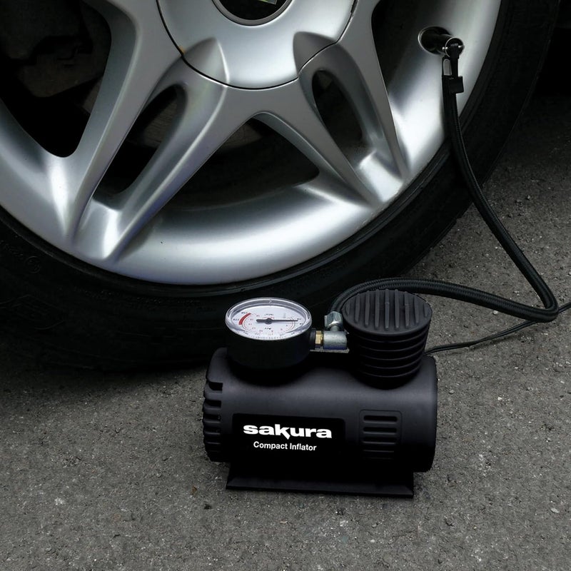 Sakura SS3602 Mini Air Compressor - 12V Portable Tire Inflator - Image 3