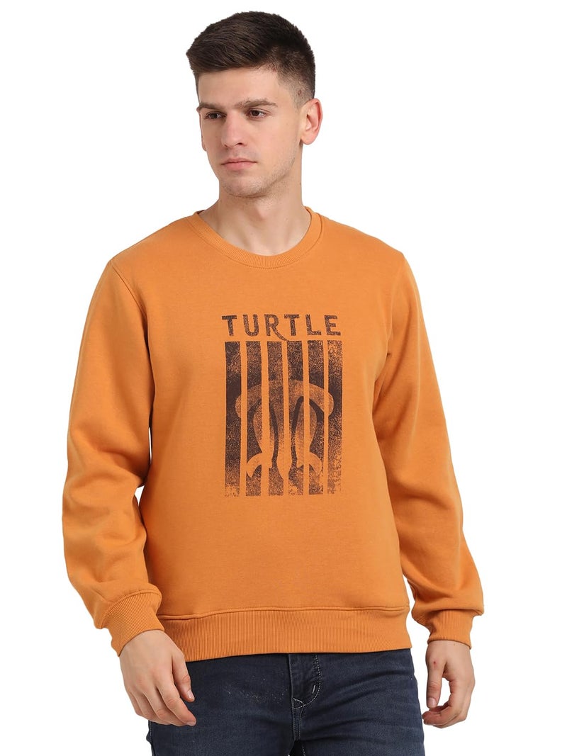 Turtle Men Poly Cotton Slim Fit Full Sleeve Mustard Sweatshirt - Image 1