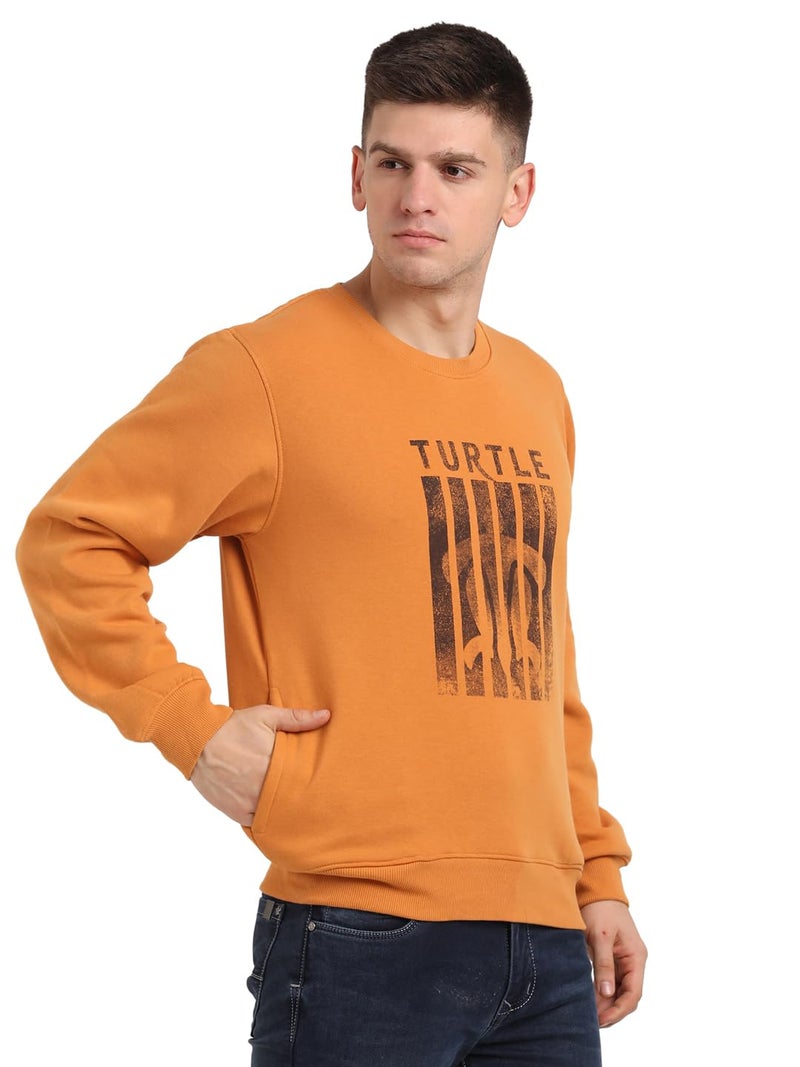 Turtle Men Poly Cotton Slim Fit Full Sleeve Mustard Sweatshirt - Image 4