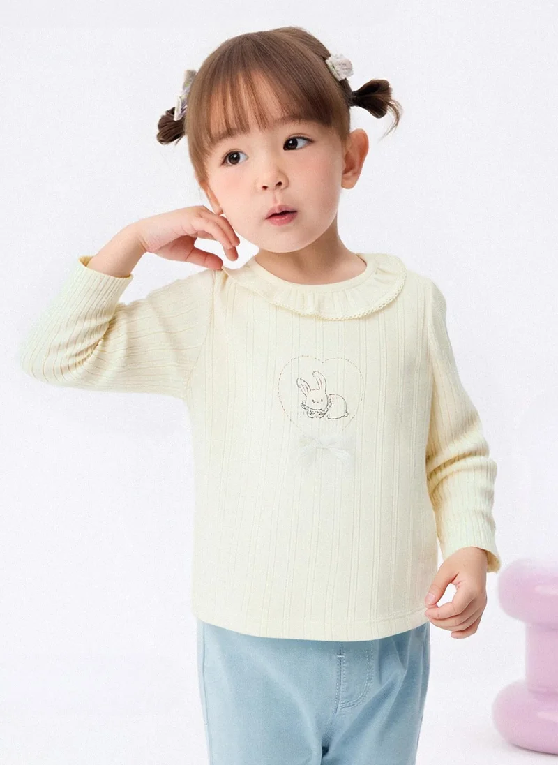 Balabala Girl Baby Round v-neck long-sleeved T-shirt
