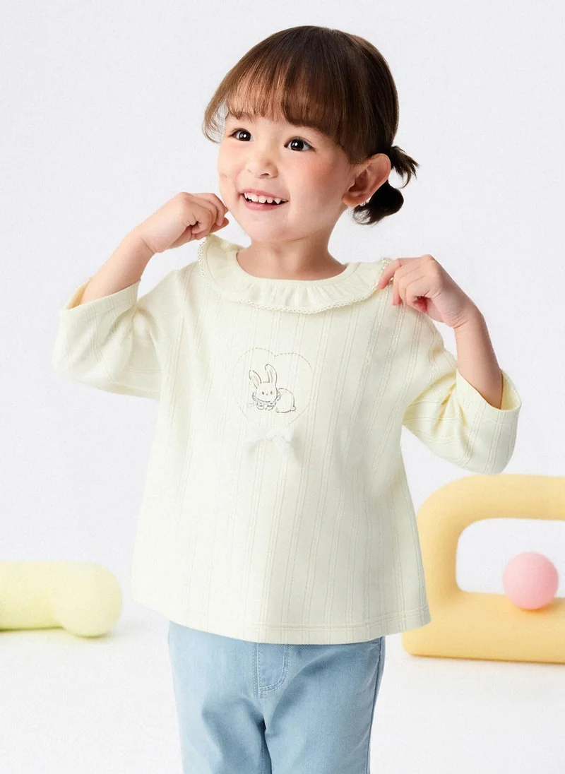 Balabala Girl Baby Round v-neck long-sleeved T-shirt