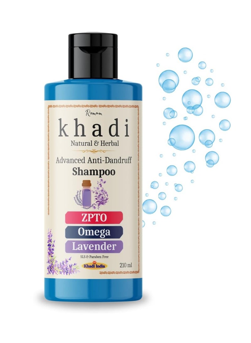 Khadi Advanced Anti-Dandruff Shampoo with ZPTO, Omega, and Lavender essential oil | Effectively Soothes the Scalp Controls Dandruff | Promotes Healthier & Refreshed Hair - Image 1
