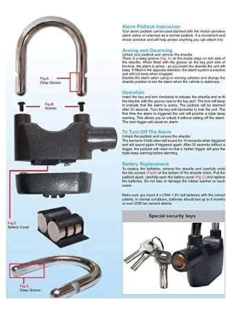 Firevally Alarm Lock Anti Theft Motion Sensor with 110dB Alarm Motion Sensor with 3 Keys Black  - Image 5