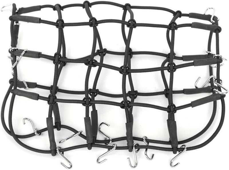 Elastic Luggage Roof Rack Net Stretchable Durable Rubber RC Crawler Accessory for 1/8 1/10 Scale Like D90 SCX10 90046 Black or Red 25x15cm (Black) - Image 4