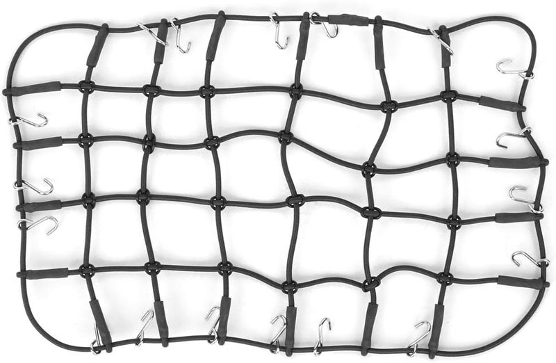 Elastic Luggage Roof Rack Net Stretchable Durable Rubber RC Crawler Accessory for 1/8 1/10 Scale Like D90 SCX10 90046 Black or Red 25x15cm (Black) - Image 1