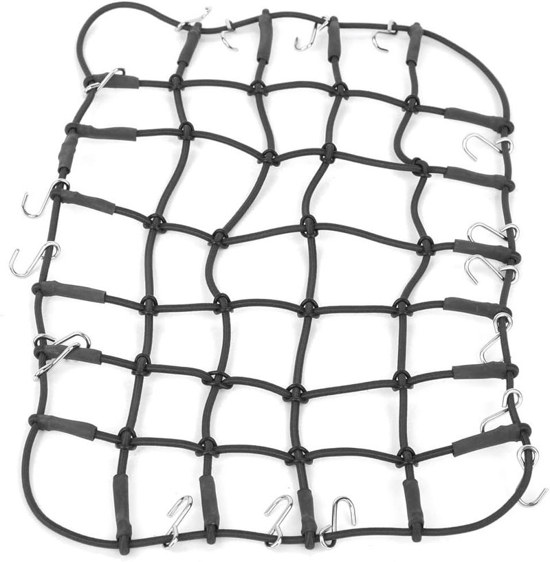Elastic Luggage Roof Rack Net Stretchable Durable Rubber RC Crawler Accessory for 1/8 1/10 Scale Like D90 SCX10 90046 Black or Red 25x15cm (Black) - Image 3
