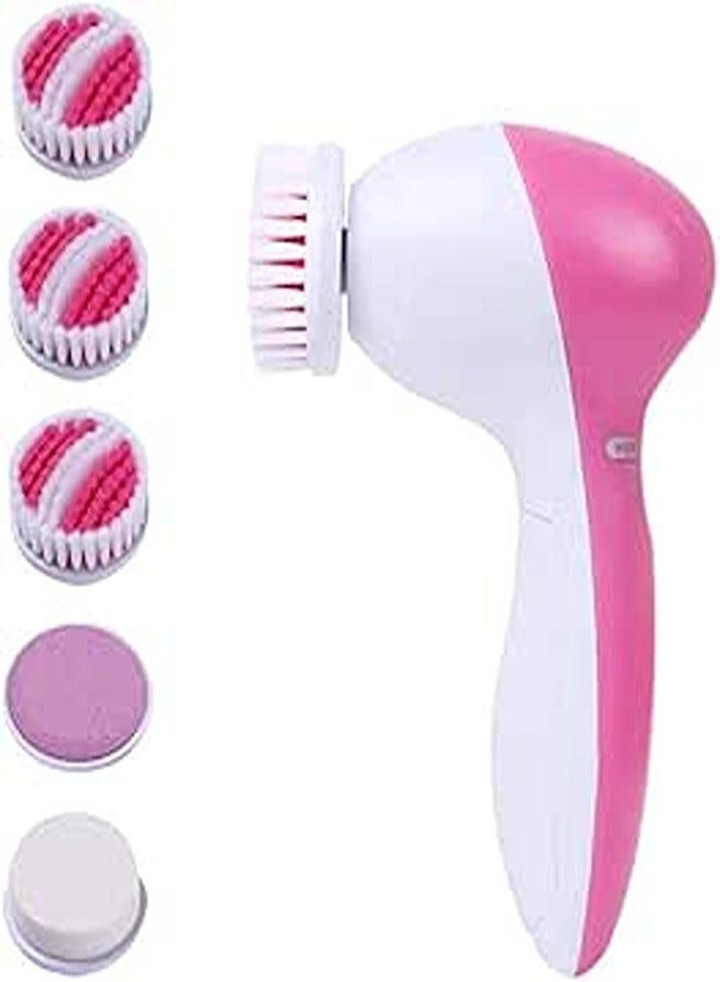 brandless Facial Cleansing Brush Waterproof Facial Scrub Brush with 5 Heads, Spin Brush for Deep Cleansing & Gentle Exfoliation, Face Cleaning Brush for Face Massaging and Blackheads Removal (BLUE)