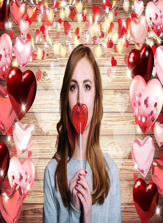 شايا خلفية عيد الحب من تشايا، مقاس 7 × 5 قدم، خلفية خشبية، خلفية فينيل حمراء على شكل قلب، خلفيات عيد الحب للتصوير الفوتوغرافي، حفلة عيد الأم، حفل توديع العزوبية، تزيين طاولة كعكة عيد الحب، CY-291 - Image 3