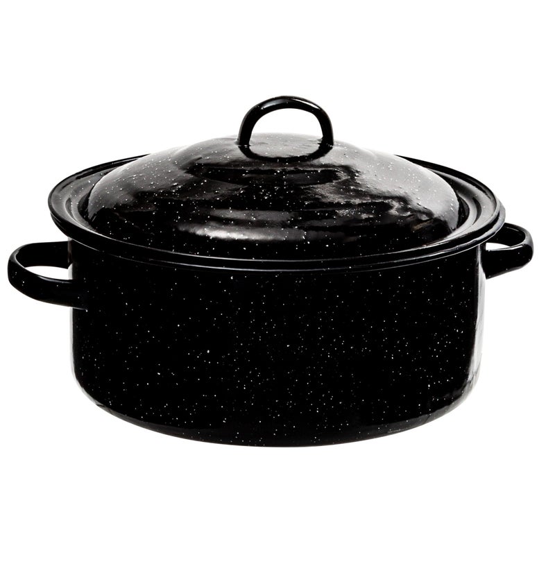 Millvado Granite 5 Qt Stockpot Nonstick Soup Pot With Lid Speckled Enamel Ware Cookware Large Stock Pot For Boiling and Cooking Big Granite Cooking Pot for Stovetop Campfire Outdoor Stove