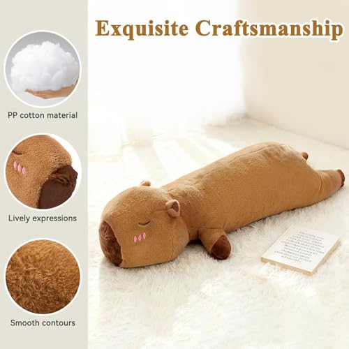 SHINUOER Big Capybara Plush Cute Capybara Stuffed Animal Soft Long Body Pillow Funny Plush Pillow Christmas Gifts for Girls Boys 315 Inch - Image 5