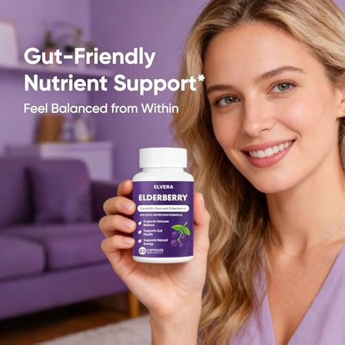 Aultink Elvera Elderberry Gut Support Complex - Organic Black Elderberry Soft Capsules, with Zinc & Vitamin C – Immune Support, Digestive Balance, Natural Energy, Daily Immune & Digestive Wellness 60 Capsules - Image 5