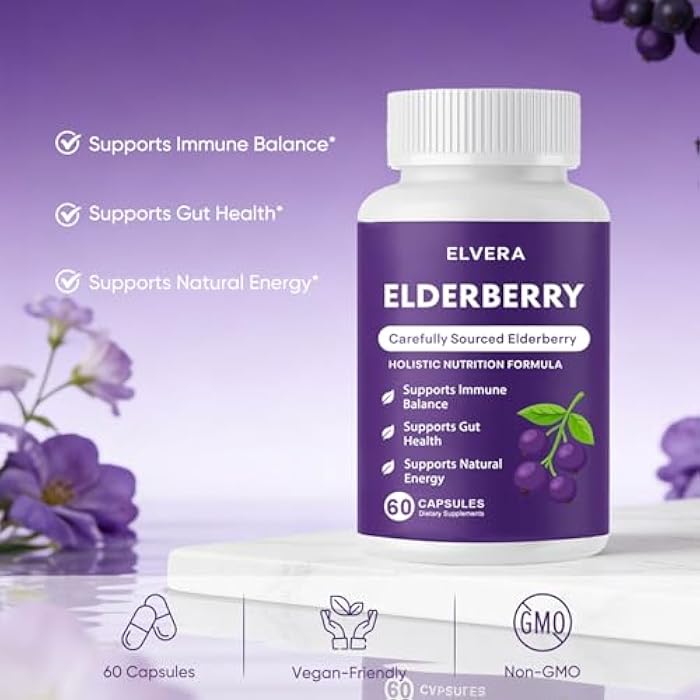 Aultink Elvera Elderberry Gut Support Complex - Organic Black Elderberry Soft Capsules, with Zinc & Vitamin C – Immune Support, Digestive Balance, Natural Energy, Daily Immune & Digestive Wellness 60 Capsules - Image 2