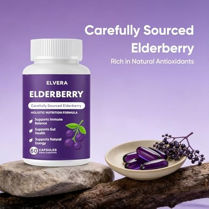 Aultink Elvera Elderberry Gut Support Complex - Organic Black Elderberry Soft Capsules, with Zinc & Vitamin C – Immune Support, Digestive Balance, Natural Energy, Daily Immune & Digestive Wellness 60 Capsules - Image 3