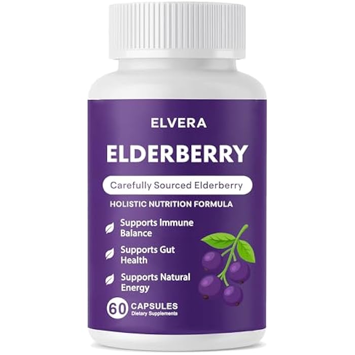 Aultink Elvera Elderberry Gut Support Complex - Organic Black Elderberry Soft Capsules, with Zinc & Vitamin C – Immune Support, Digestive Balance, Natural Energy, Daily Immune & Digestive Wellness 60 Capsules - Image 1