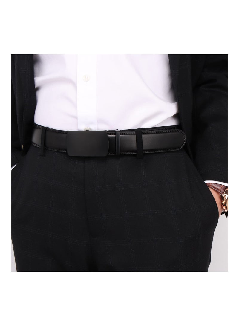 KASTWAVE Men's Leather Ratchet Dress Belts with Automatic Buckle Belt Fashion Soft Comfortable and Durable Quality Adjustable Trim to Fit Black - Image 5