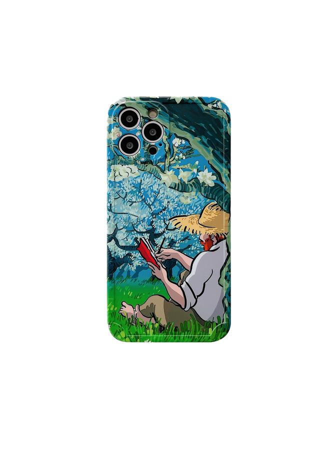 S-TOP Case For iPhone 13 Oil Painting IMD Straight TPU Protective Phone Case - Image 1