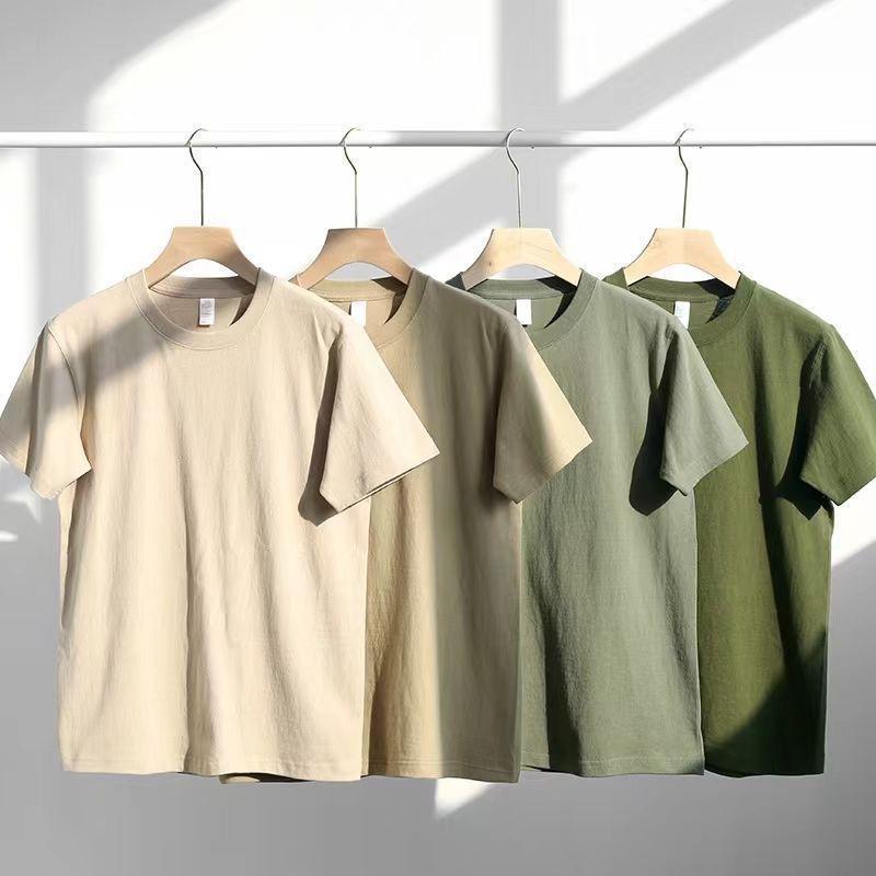 Pure Cotton Heavy Loose Base Shirt Casual Basic Short-Sleeved T-Shirt Pure Cotton Vintage Pure Cotton T-Shirt Pattern Fashion - Image 5