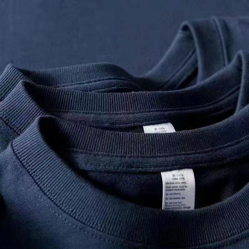 Pure Cotton Heavy Loose Base Shirt Casual Basic Short-Sleeved T-Shirt Pure Cotton Vintage Pure Cotton T-Shirt Pattern Fashion - Image 1
