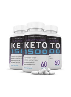 (3 Pack) Advanced Keto 1500 Keto Pills 1275Mg New & Improved Formula Contains Apple Cider Vinegar Extra Virgin Olive Oil Powder Green Tea Leaf 180 Capsules