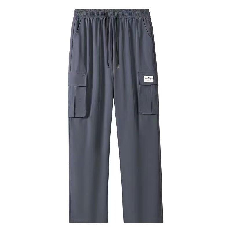 Vintage Casual Mens Wide-Leg Work Pants Dark gray - Image 1